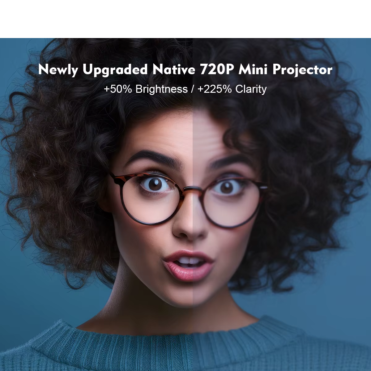 Portable Mini Projector, Native 4K 1080P Resolution, 260 ANSI Lumens, WiFi 6 Dual Band, Bluetooth 5.0, 180° Rotation, Compatible with PC, Smartphone, Xbox, PS3/4