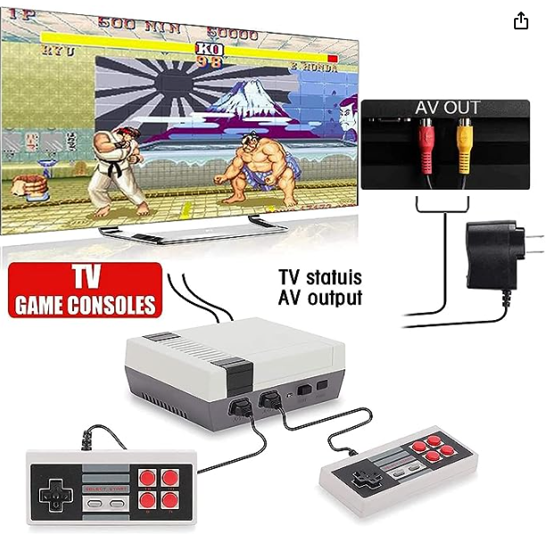 Retro Games Console,Classic Mini Console Built-in 620 Games Plug and Play TV Games with 2 Classic Edition Controllers for Kids and Adults AV Output