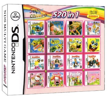 520 in 1 Game Cartridge, DS Game Pack Card Compilations, Super Combo Multicart for DS, NDSL