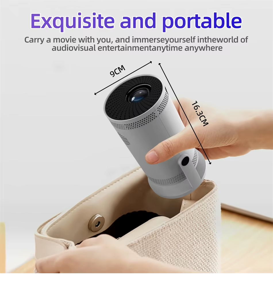 Portable Mini Projector, Native 4K 1080P Resolution, 260 ANSI Lumens, WiFi 6 Dual Band, Bluetooth 5.0, 180° Rotation, Compatible with PC, Smartphone, Xbox, PS3/4
