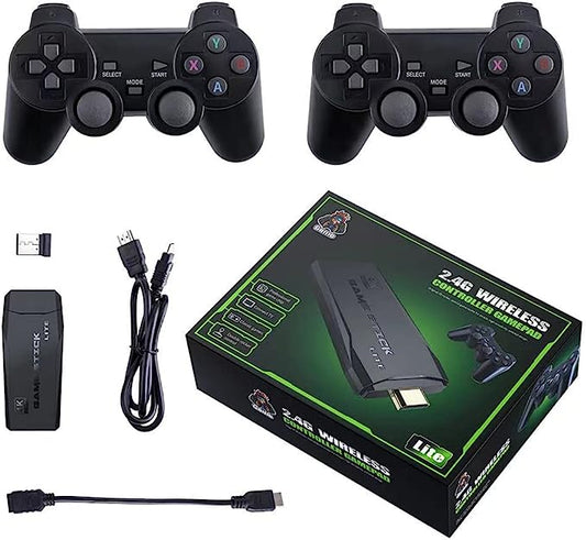 64Gb Wireless Retro Stick Game Console, 4k, HDMI, Built in 20000+ Games,9 Classic Emulators, with Dual 2.4G Wireless Controllers