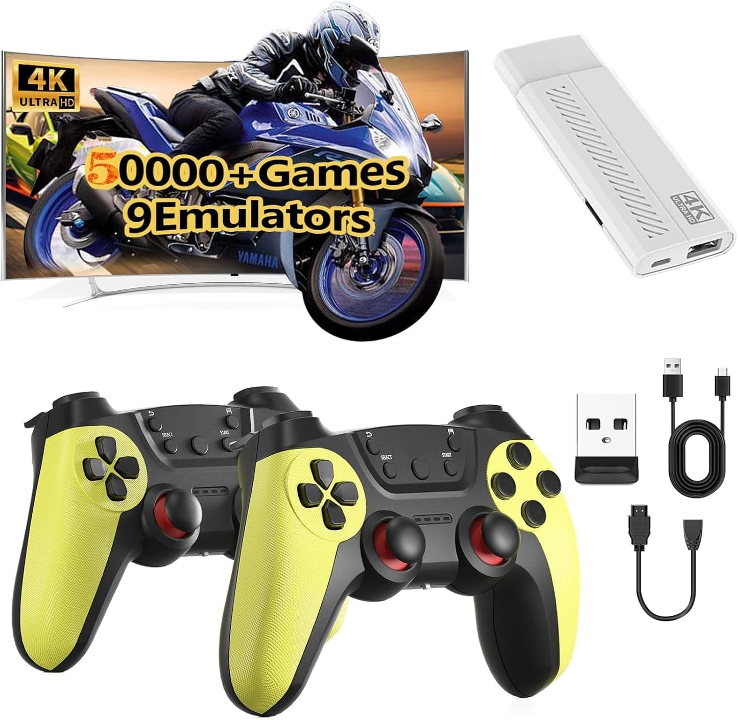 50,000+ Wireless Retro Game Stick, video game console, retro game console, HDMI TV Display Device HD Output, Revisit Classic Video Game Plug and Play, Premium Competitive Dual Controllers