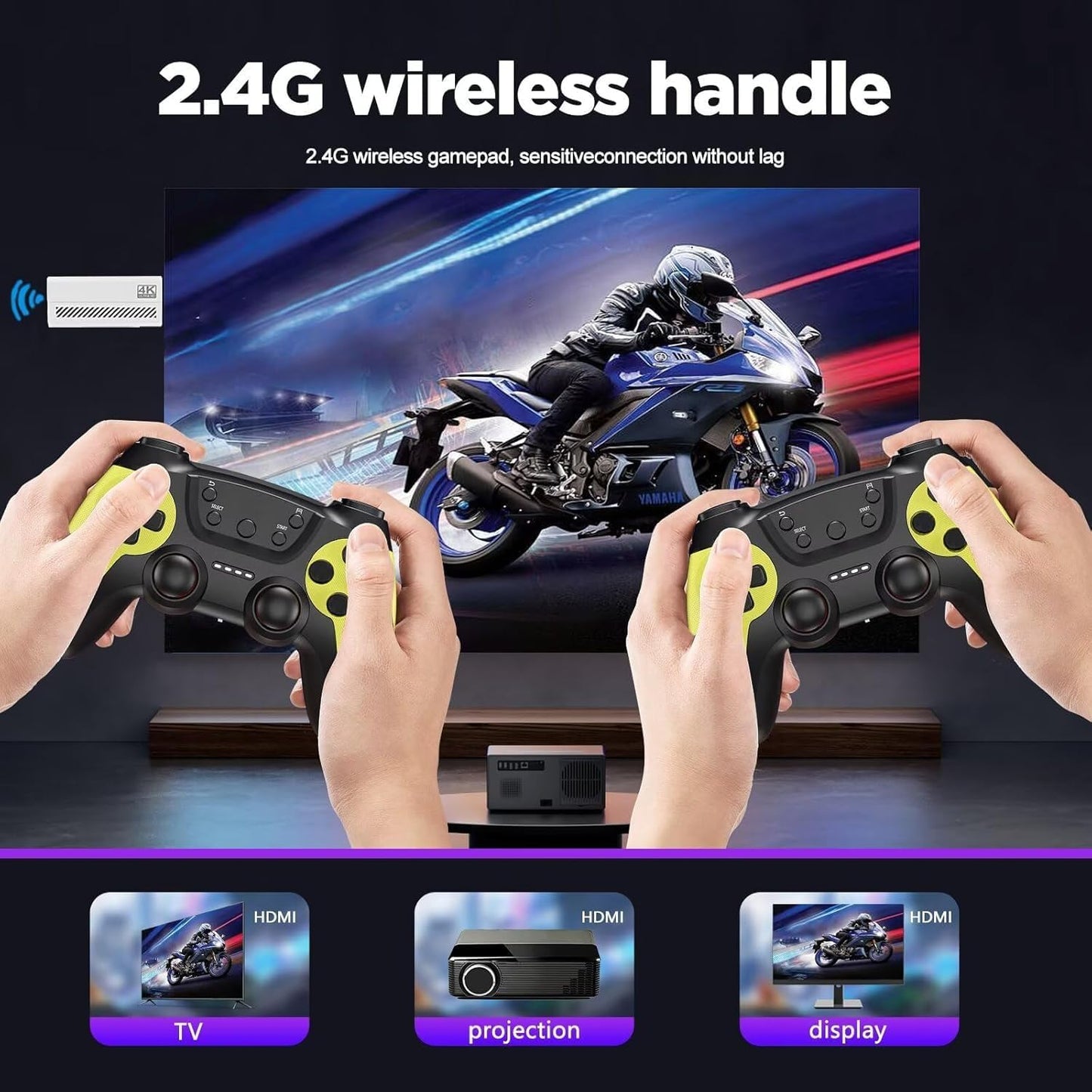 50,000+ Wireless Retro Game Stick, video game console, retro game console, HDMI TV Display Device HD Output, Revisit Classic Video Game Plug and Play, Premium Competitive Dual Controllers
