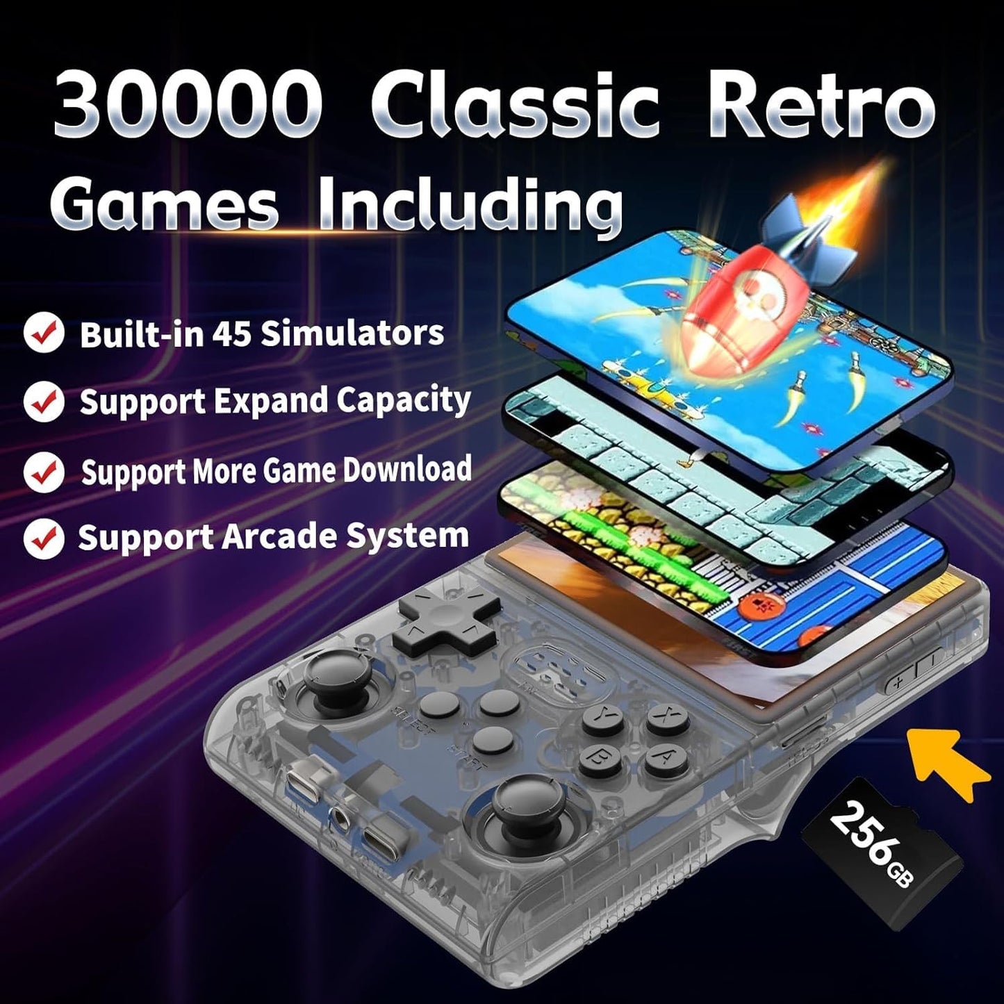R36S Handheld Game Console,3.5 Inch IPS 1.5GHz RK3326 Handheld Emulator, 1GB DDR3L, Retro Gaming Console Handheld (128G)