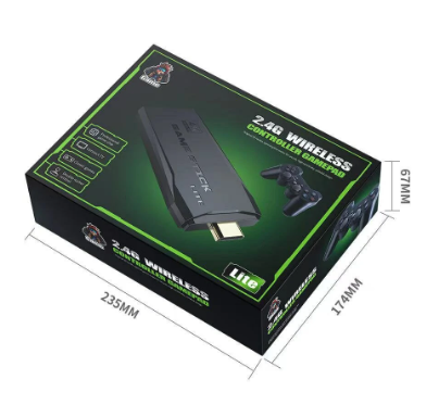 64Gb Wireless Retro Stick Game Console, 4k, HDMI, Built in 20000+ Games,9 Classic Emulators, with Dual 2.4G Wireless Controllers