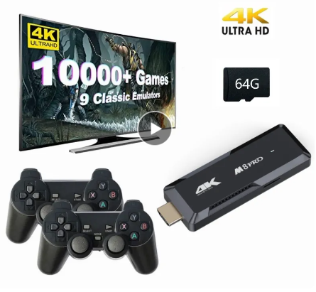 Sorotech 64Gb Wireless Retro Stick Game Console, 4k, HDMI, Built in 10000+ Games,9 Classic Emulators, with Dual 2.4G Wireless Controllers