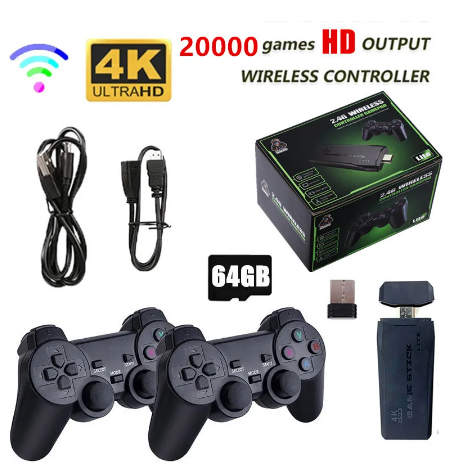 Wireless Retro Game Console, Retro Game Stick with Built-in 23 Emulators, 20,000+ Games, 4k Hdmi Output, and 2.4GHz Wireless Controller, Plug and Retro Play Video Games for Tv