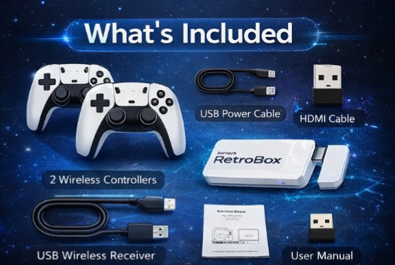 Sorotech RetroBox 4K Gaming Console – 40K+ Classic Games Plug & Play HDMI System with Wireless Controllers