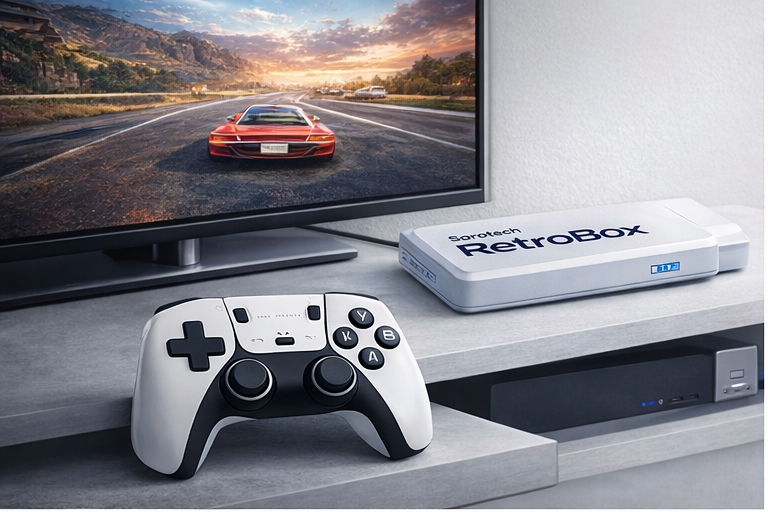 Sorotech RetroBox 4K Gaming Console – 40K+ Classic Games Plug & Play HDMI System with Wireless Controllers